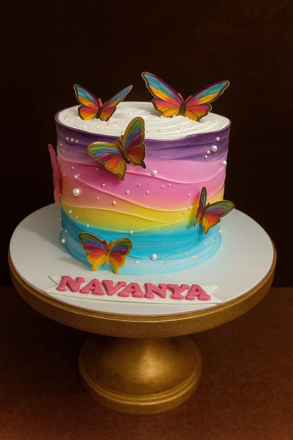 Floral Butterfly Birthday Cake