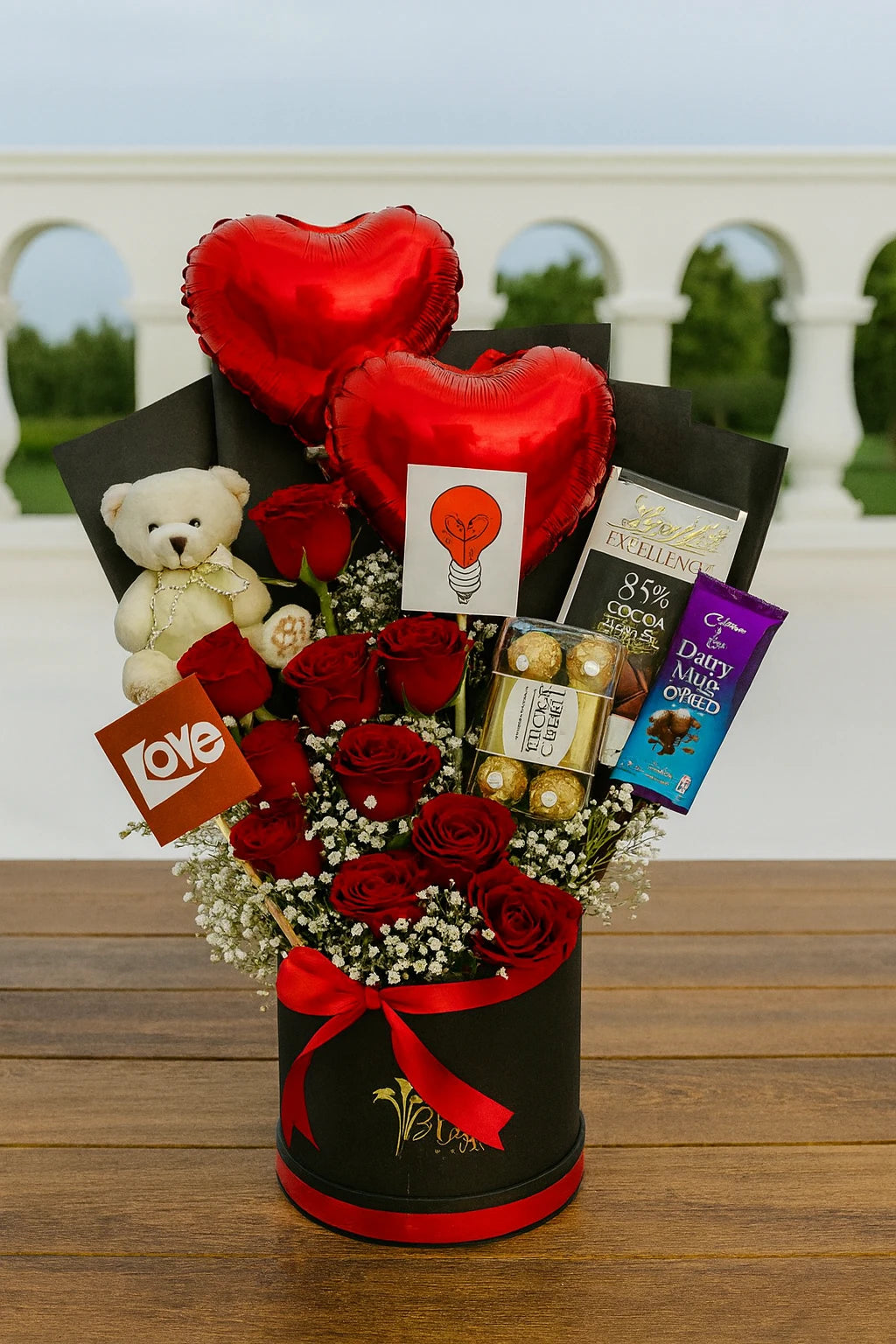Forever Love Cake Flowers & Balloon Hamper