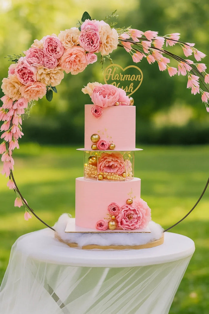 Fresh Rose Wedding Cake