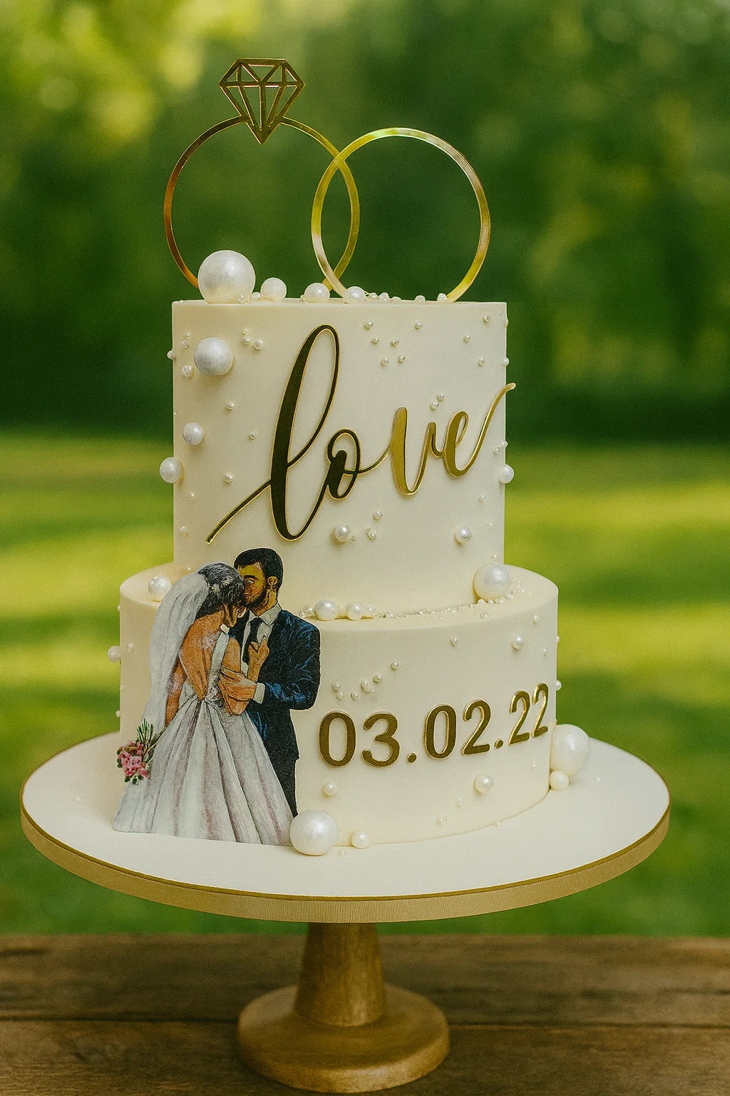 Garden Bliss Wedding Cake two tier wedding cake in Meerut by The Baking Kaur — delicate floral decorations and natural-inspired design with fresh or sugar flowers. Perfect for weddings, engagements, and anniversary celebrations.