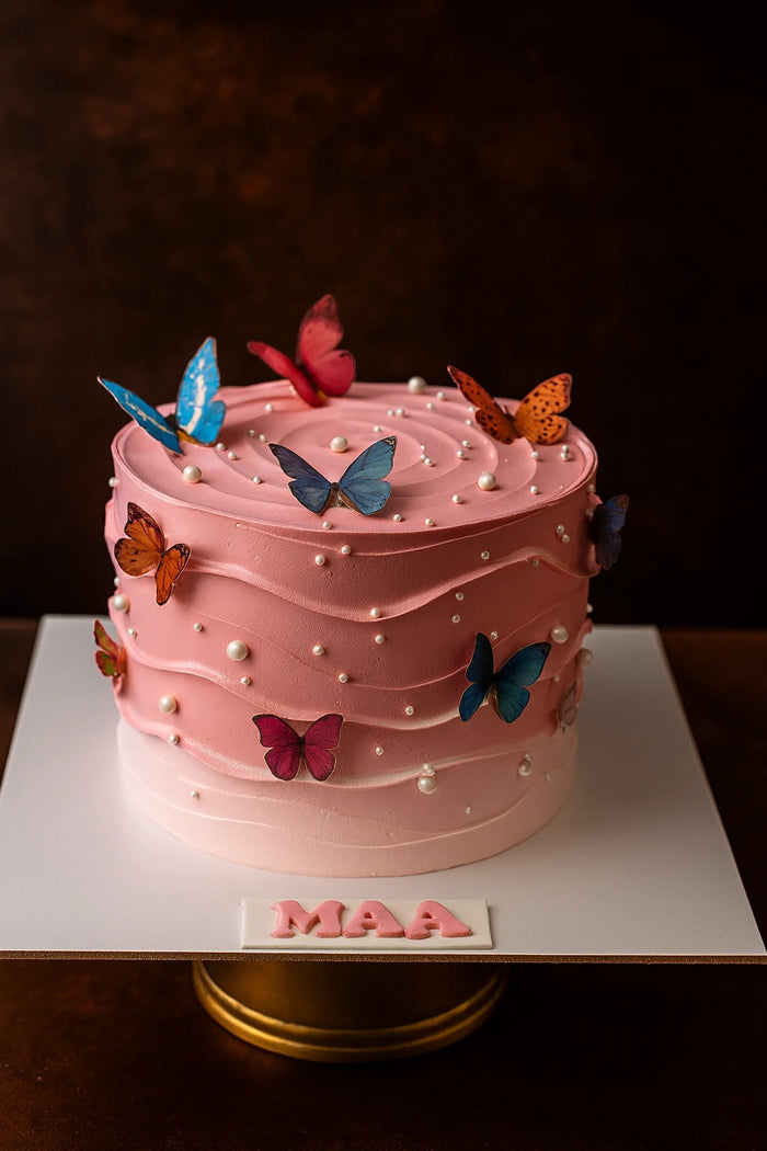 Golden Butterfly Theme Cake