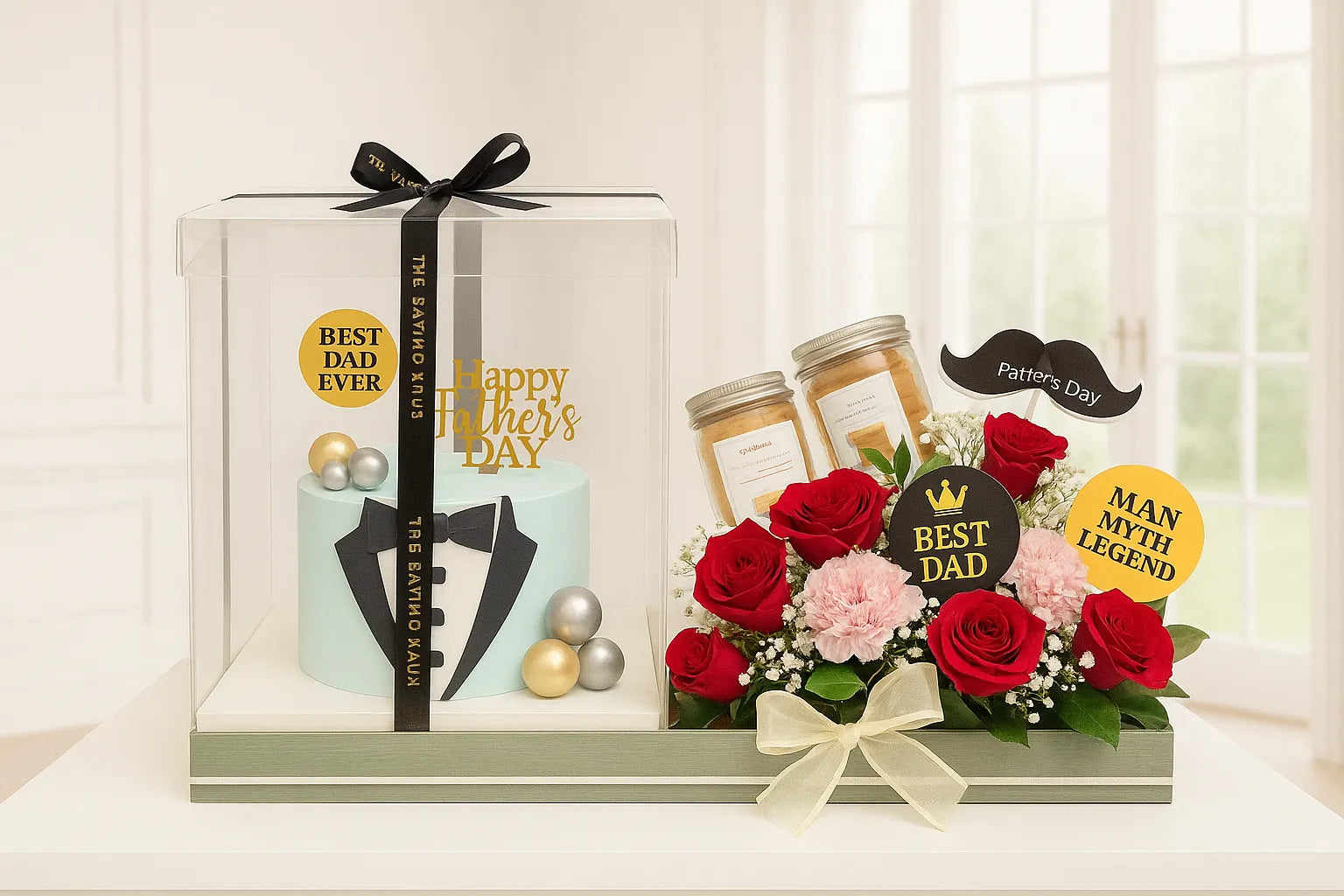 Happy Age Birthday Cake Flower Balloon Combo