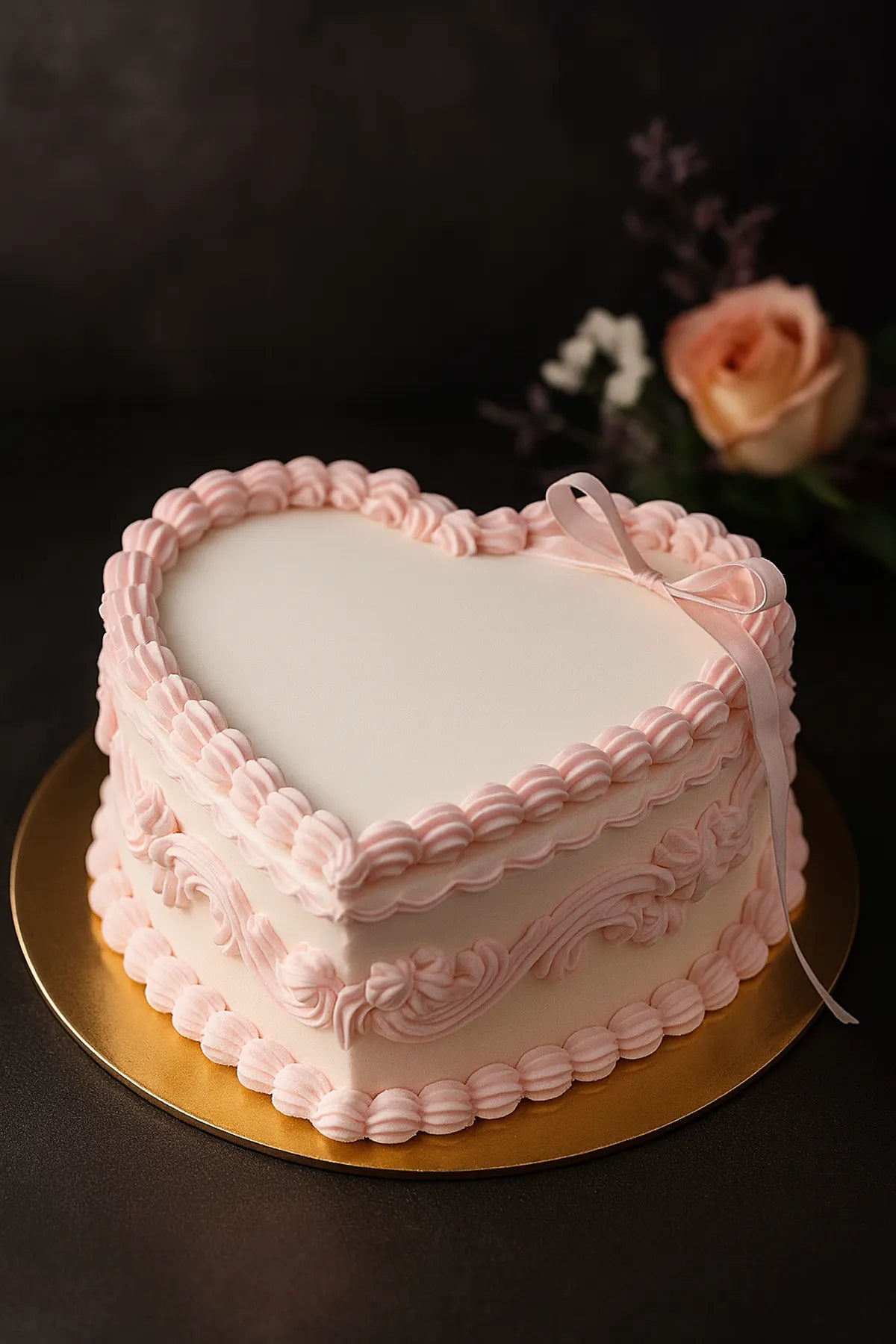 Heart Cream Designer Cake in Meerut-The Baking Kaur