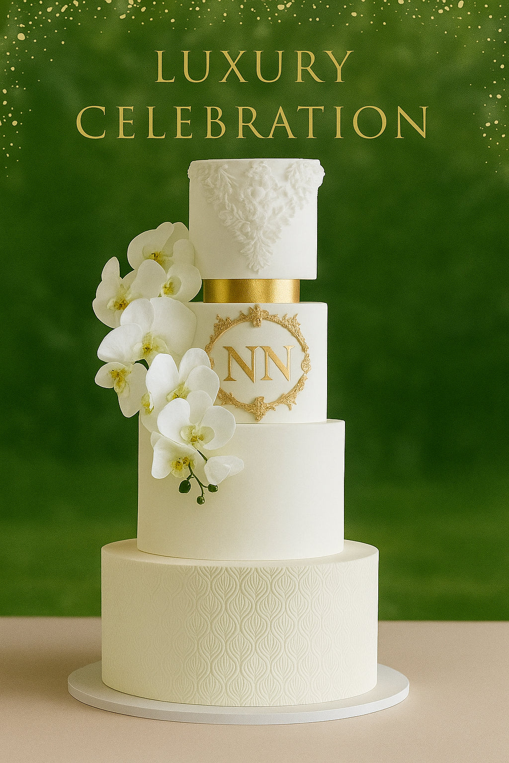 Heavenly Luxe Wedding Cake two tier wedding cake in Meerut by The Baking Kaur — luxury designer finish with elegant details and premium embellishments. Perfect for weddings, engagements, and anniversary celebrations.