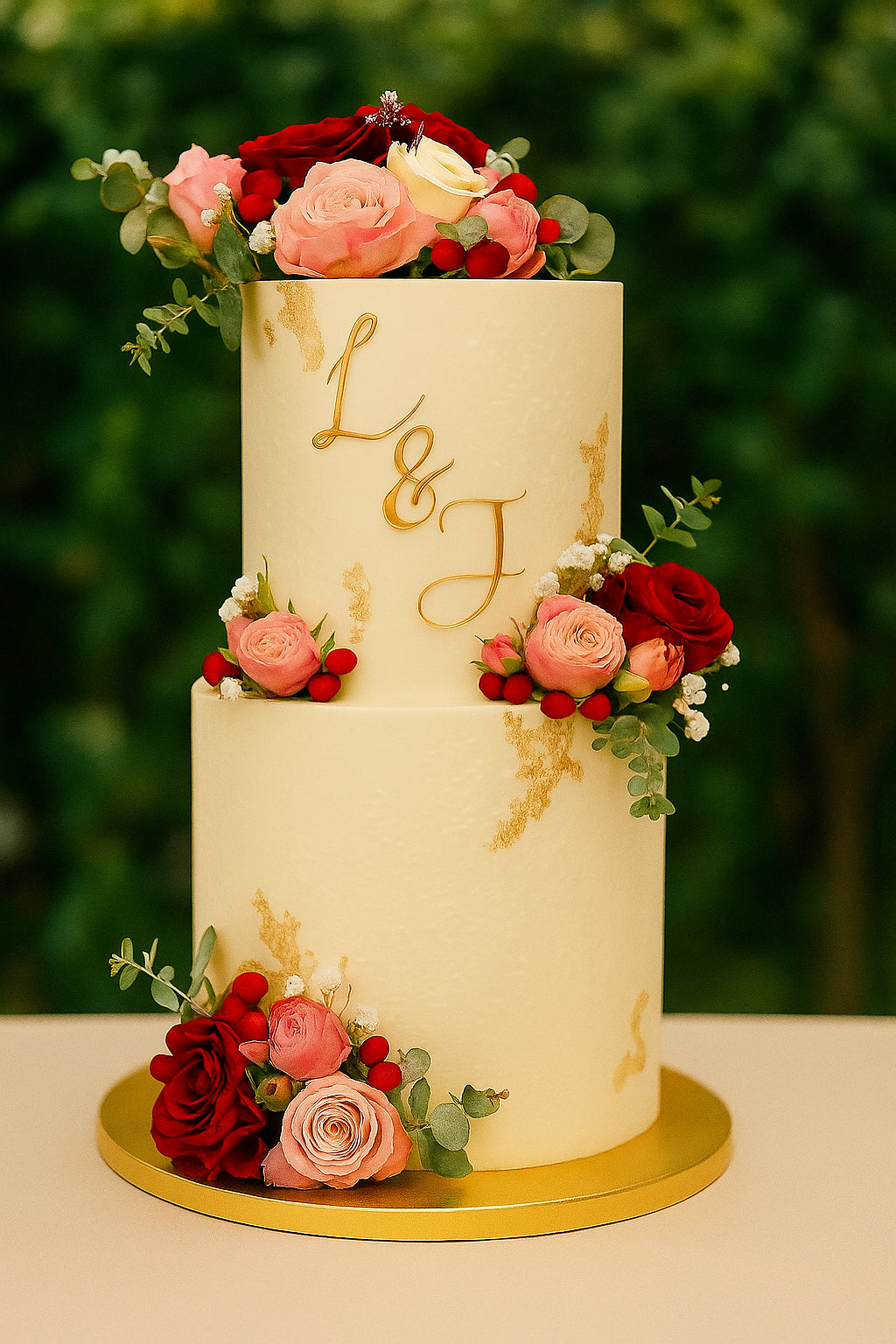 Heirloom Beauty Wedding Cake two tier wedding cake in Meerut by The Baking Kaur — luxury designer finish with elegant details and premium embellishments. Perfect for weddings, engagements, and anniversary celebrations.