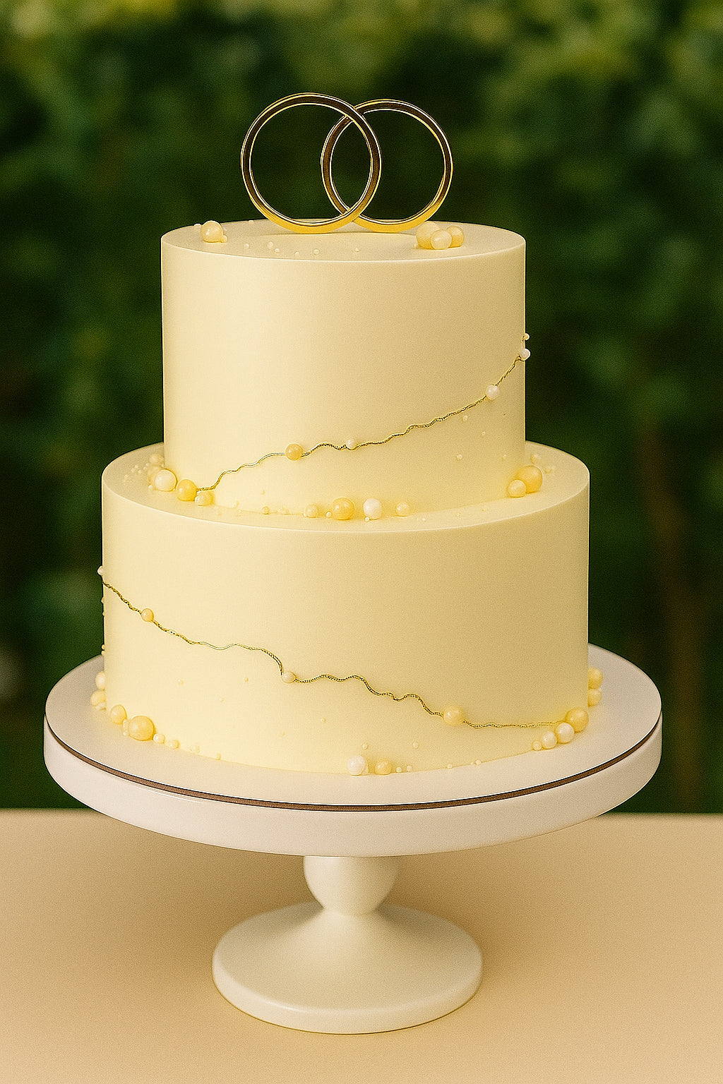 Ivory Dream Wedding Cake two tier wedding cake in Meerut by The Baking Kaur — luxury designer finish with elegant details and premium embellishments. Perfect for weddings, engagements, and anniversary celebrations.