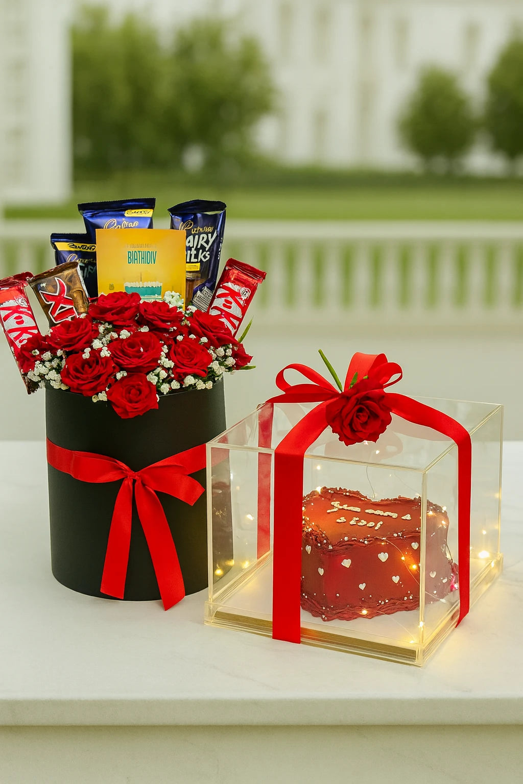 Joyful Surprise Cake Flower & Balloon Gift Box