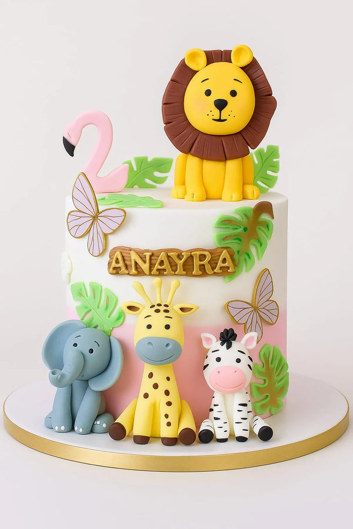 Jungle Animal Theme Tier Cake