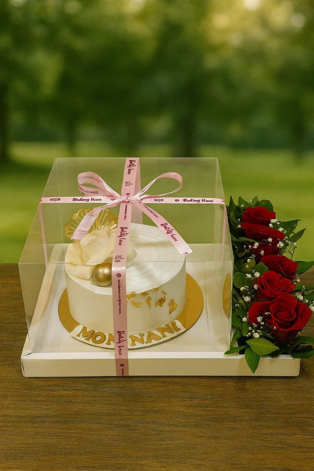 Love Story Cake Flowers & Balloons Gift Hamper