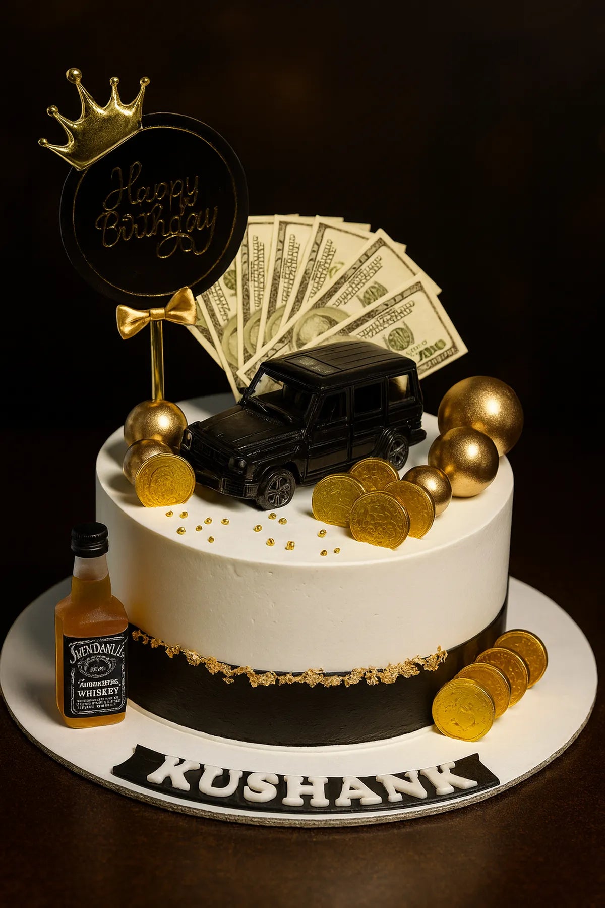 Luxury Money Car Liquor Birthday Celebration Cake in Meerut-The Baking Kaur