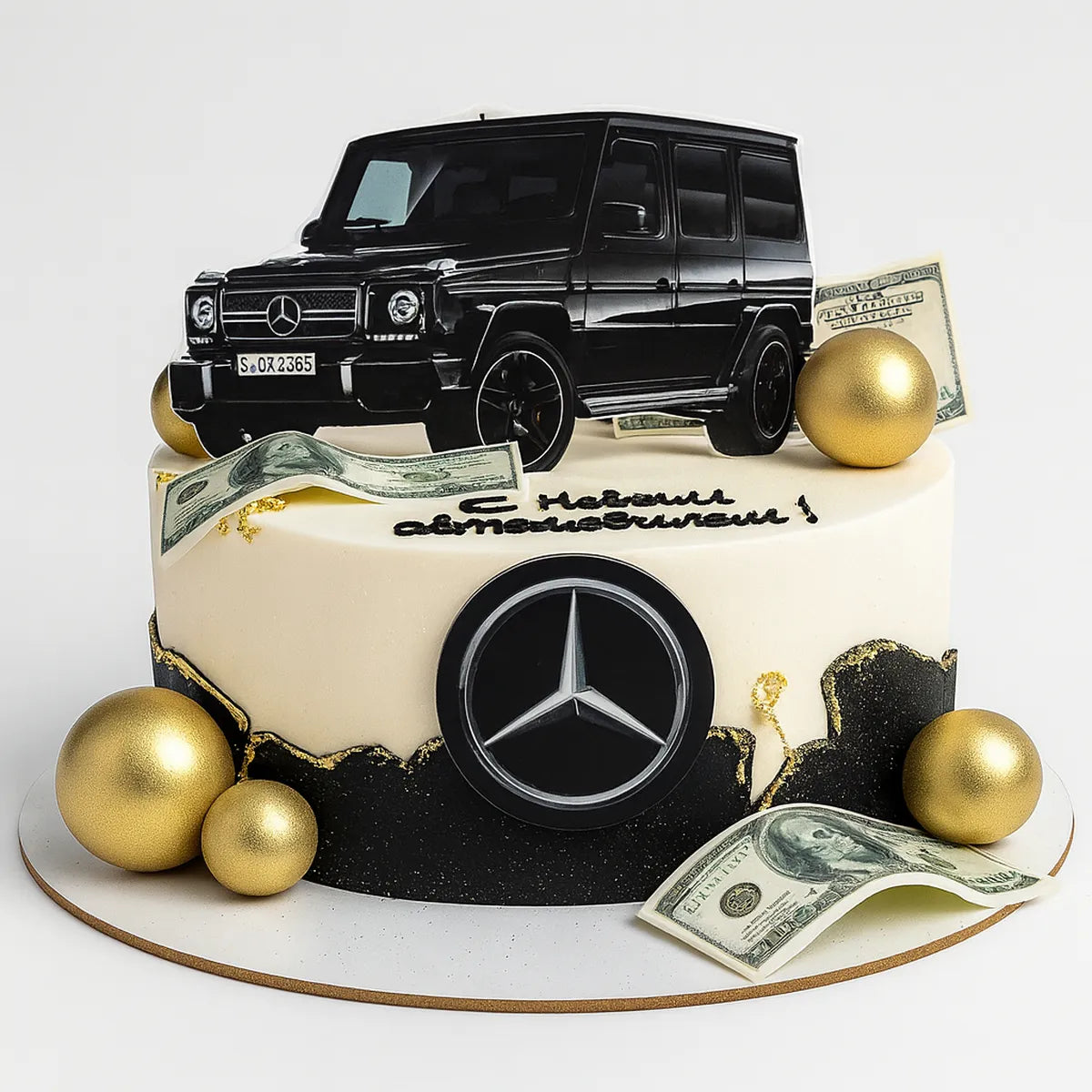 Mercedes Custom Birthday Cream Cake in Meerut-The Baking Kaur