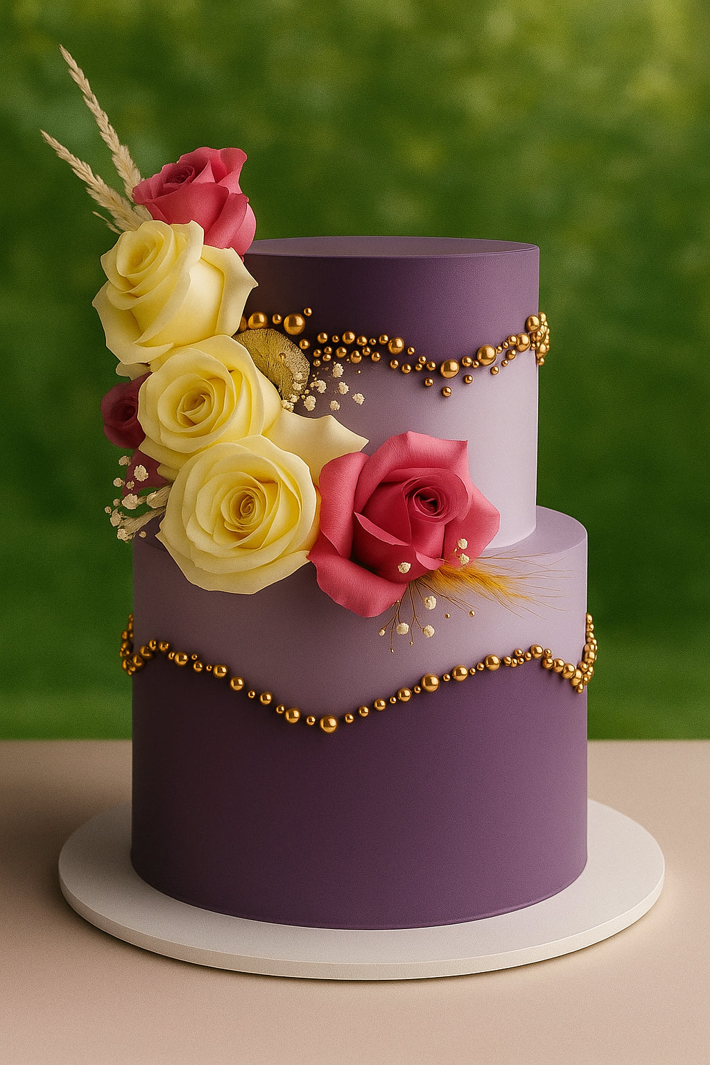 Pearl Radiance Wedding Cake two tier wedding cake in Meerut by The Baking Kaur — luxury designer finish with elegant details and premium embellishments. Perfect for weddings, engagements, and anniversary celebrations.