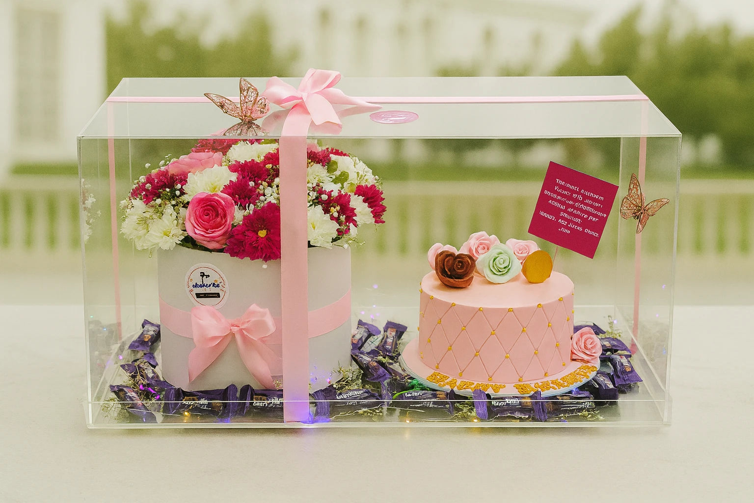 Premium Birthday Cake Flowers Balloon Combo Hamper