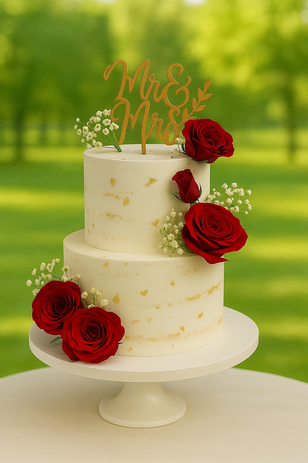 Pure Elegance Tiered Wedding Cake two tier wedding cake in Meerut by The Baking Kaur — luxury designer finish with elegant details and premium embellishments. Perfect for weddings, engagements, and anniversary celebrations.