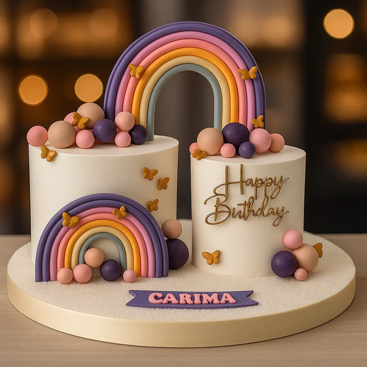 Rainbow Butterfly Theme Cake in Meerut-The Baking Kaur