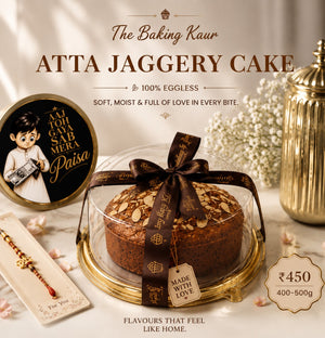 Atta Jaggery Eggless Cake 400–500g Rakhi gift in Meerut - The Baking Kaur