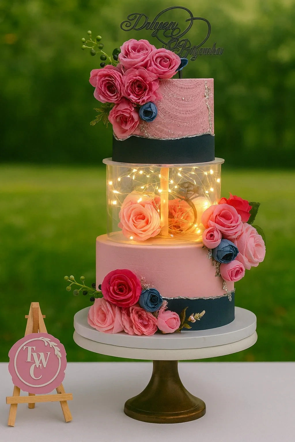 Royal Grandeur Wedding Cake two tier wedding cake in Meerut by The Baking Kaur — luxury designer finish with elegant details and premium embellishments. Perfect for weddings, engagements, and anniversary celebrations..
