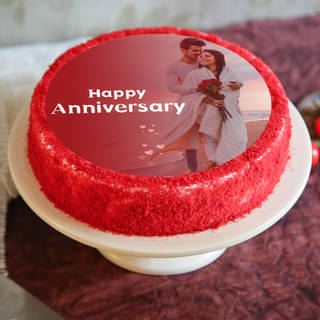 Round Red Velvet Photo Cake