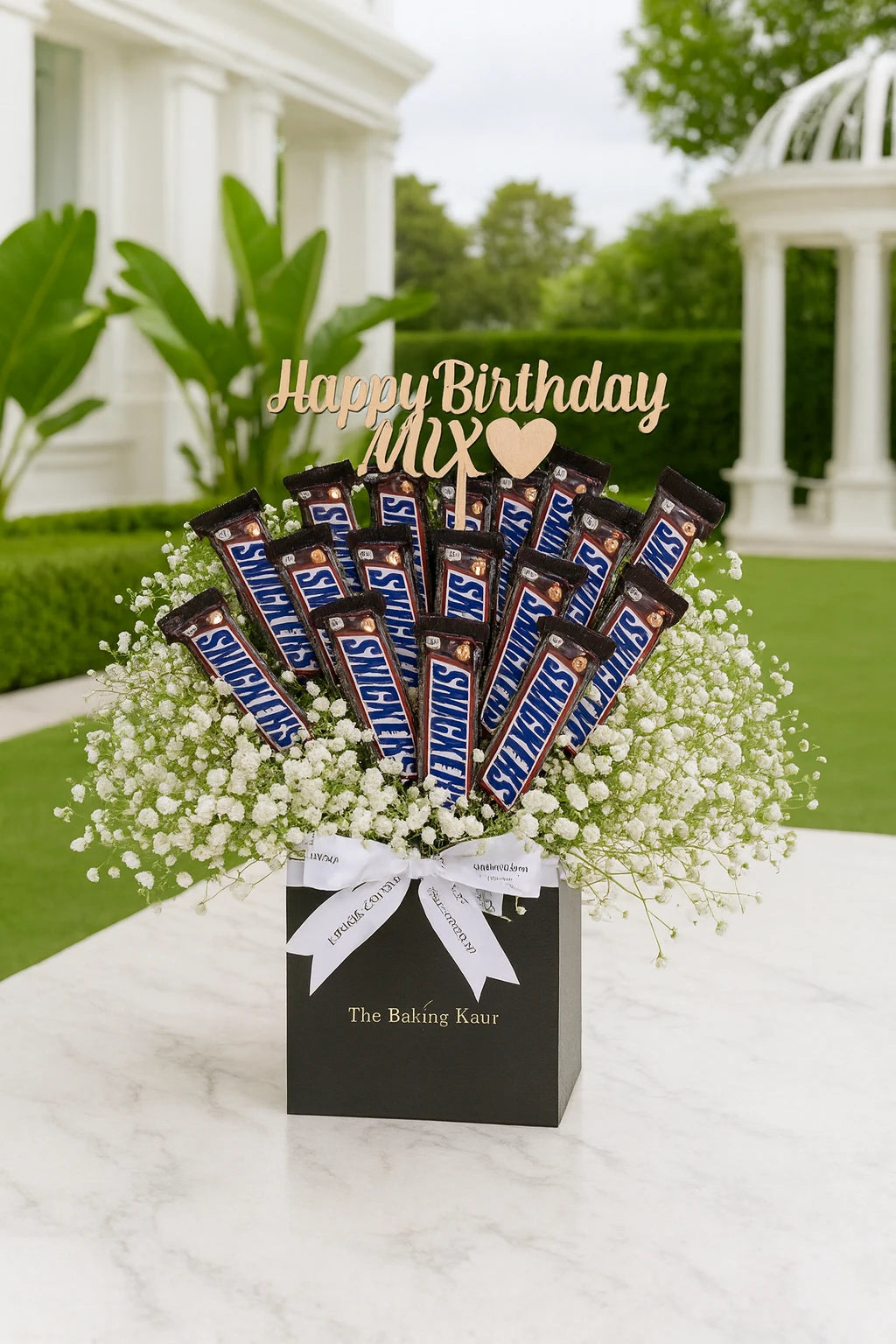 Sweet & Fresh Cake and Flower Balloon Basket