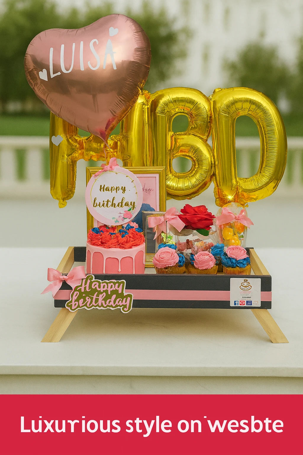 Sweet Moments Cake & Flower Balloon Box