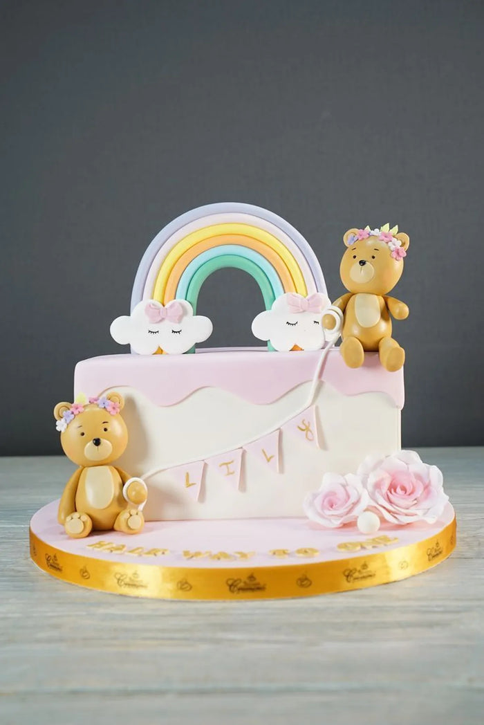 Teddy Rainbow Theme Cake