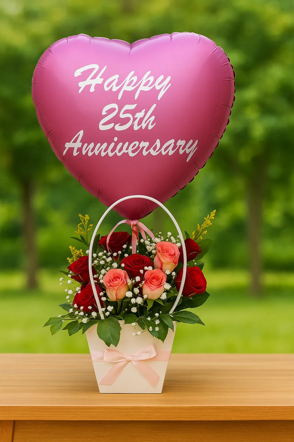 Together Forever Anniversary Cake & Roses Balloon Hamper