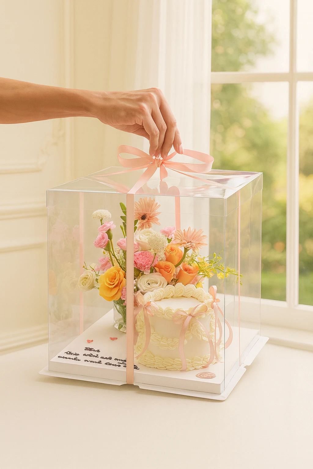 Two Hearts Cake Roses & Balloons Set