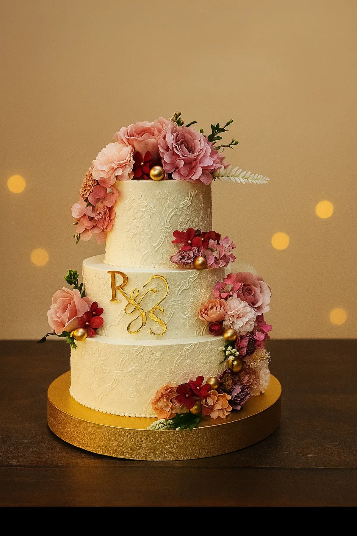 Three Tier Wedding Cake in Meerut-The Baking Kaur