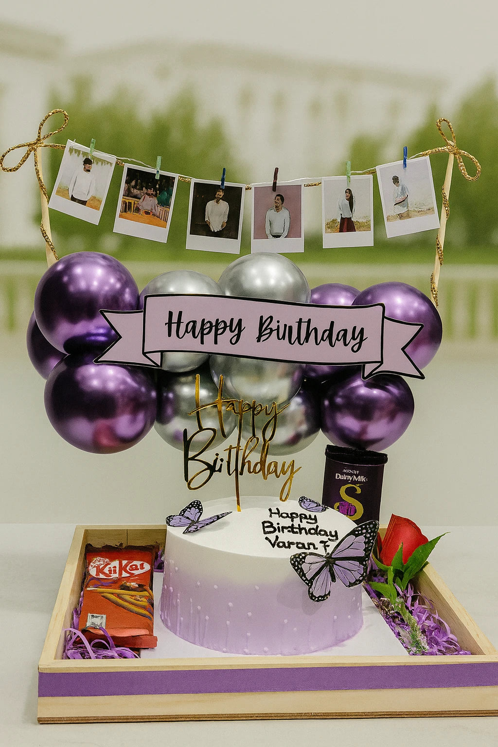 Universal Celebration Cake Flower & Balloon Combo